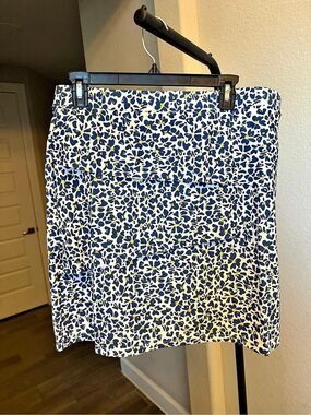 Susan Graver Soleil Blue Ditsy Floral Tiered Swim Cover-Up Skirt 16 NWOT
